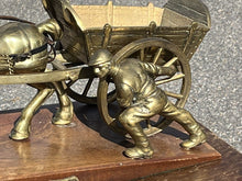 Huge Brass Centrepiece Of A Farmer With His Horse & Cart. "Toil"