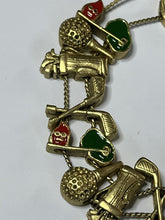 Vintage Gold Tone Golfing Enamel Bracelet