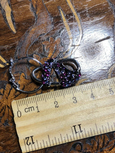Vintage 1980s Rhodium Plated Purple Pink Cubic Zirconia Drop Earrings