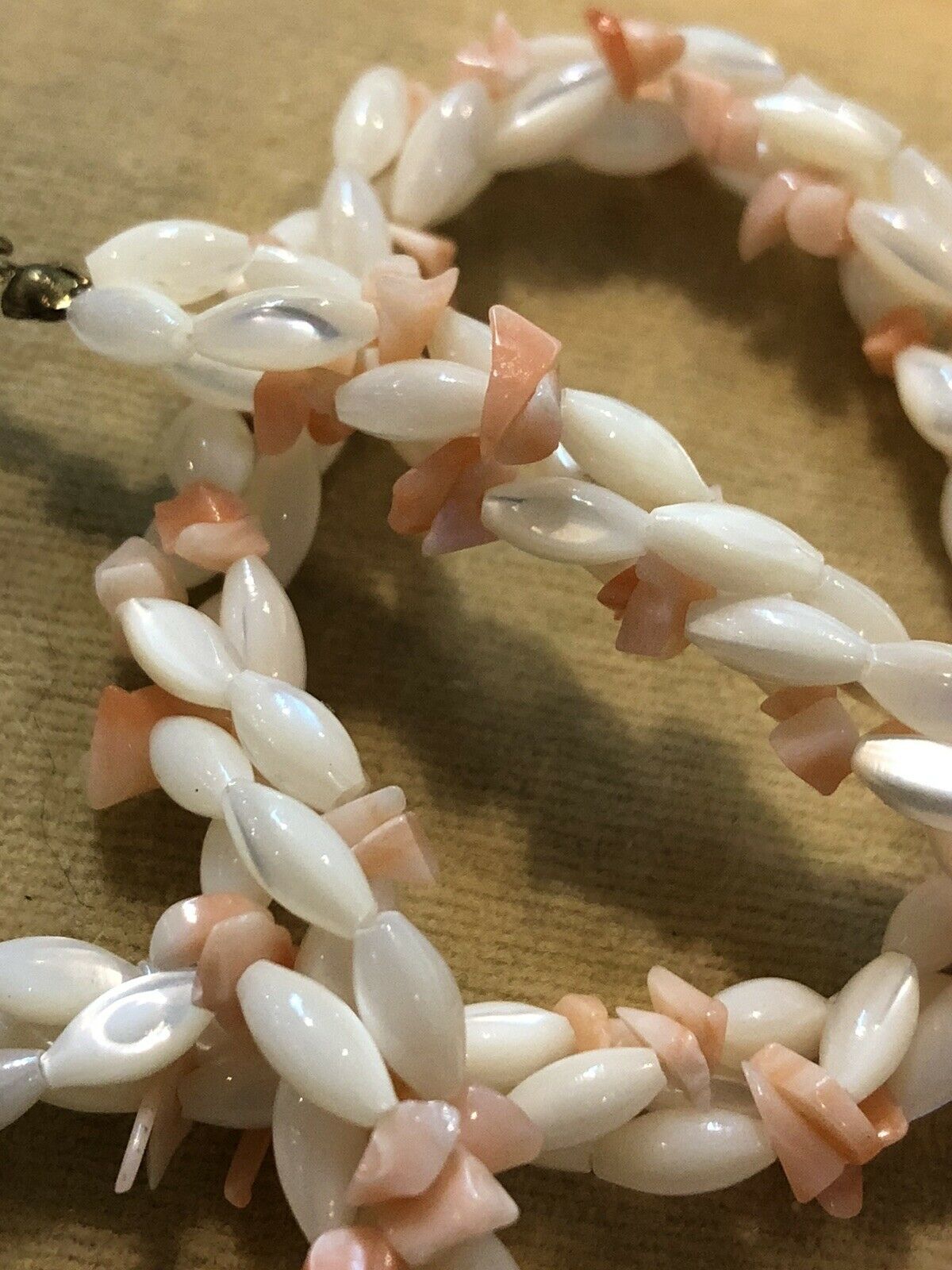 Vintage Mother Of Pearl Coral Necklace