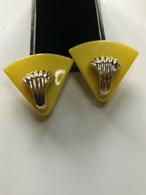 Vintage Yellow And Gold Tone Clip On Earrings