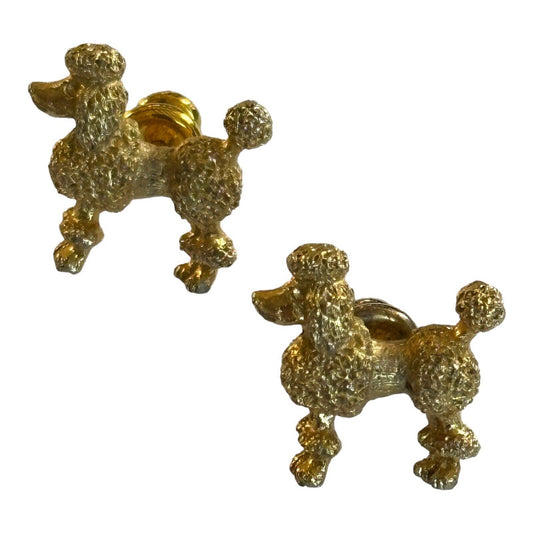 Vintage Gold Tone Poodle Earrings