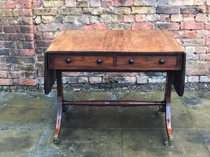 Regency Sofa Table, Cuban Mahogany With Inlay. Double Sided For Central Use.