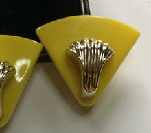 Vintage Yellow And Gold Tone Clip On Earrings