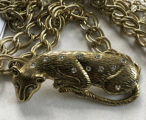 Vintage 1980s / 90s Kenneth J Lane K.J.L Panther Leopard Statement Chain Belt