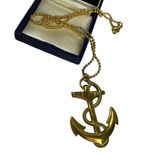 Vintage Gold Tone Statement Anchor Pendant Necklace
