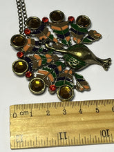 Vintage Multicoloured Enamel Diamanté Statement Peacock Necklace