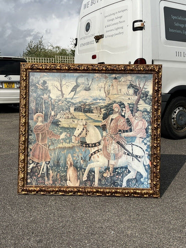 Tudor Hunting Scene Tapestry, Hunting Dogs & Birds Of Prey. HUGE IN SIZE