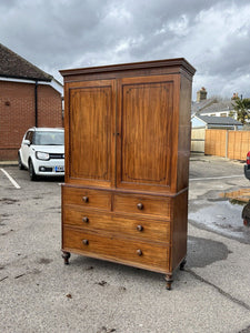 Georgian Mahogany Chest Of Drawers With Wardrobe Hanging Cupboard Above.
