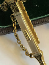 Vintage Novelty Sword Mother Of Pearl Damascene Tie Clip