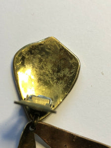 Vintage Statement Dual Gold Tone Heart Drop Earrings