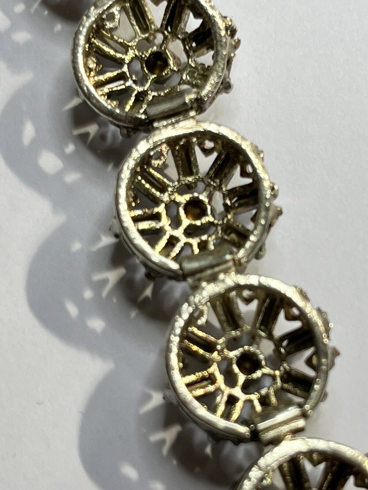 Vintage Baguette Diamanté Flower Link Bracelet