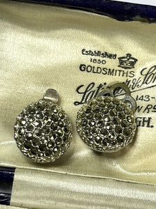 Vintage Silver Tone Marcasite Clip on Earrings