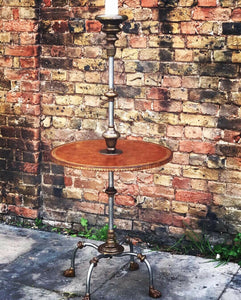 Maitland Smith Industrial Metal & Leather Lamp Table