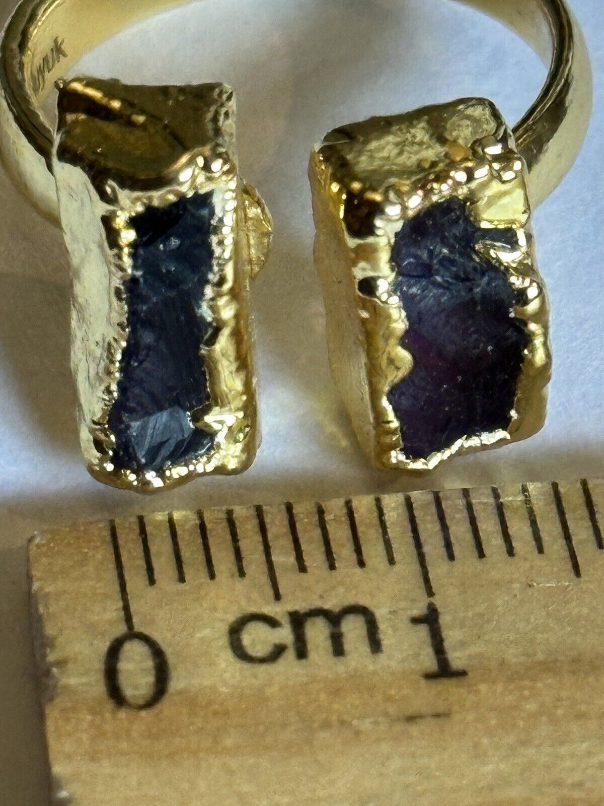 Sefa Huyuk 18k Gold Vermeil Etruscan Raw Dark Amethyst Ring