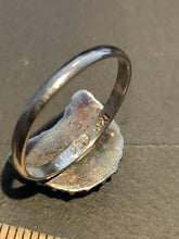 Vintage Sterling Silver Black Diamond Chip Half Moon Ring Size O