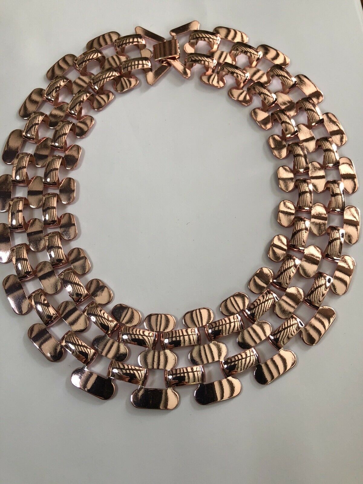 Vintage 1980s Rose Gold Plated Statement Collar Necklace