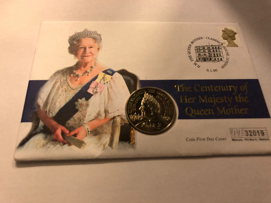Coin First Day Cover. The Centenary Of Her Majesty The Queen Mother