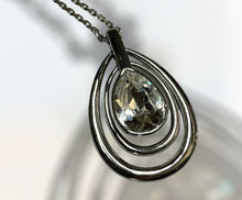 Vintage Swarovski Swan Signed Teardrop Pendant Necklace