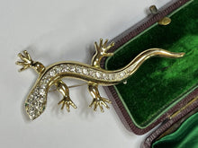 Vintage Gold Tone Diamanté Lizard Brooch