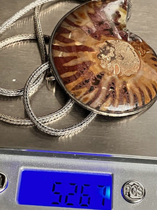 Vintage Silver 925 Large Ammonite Pendant Necklace