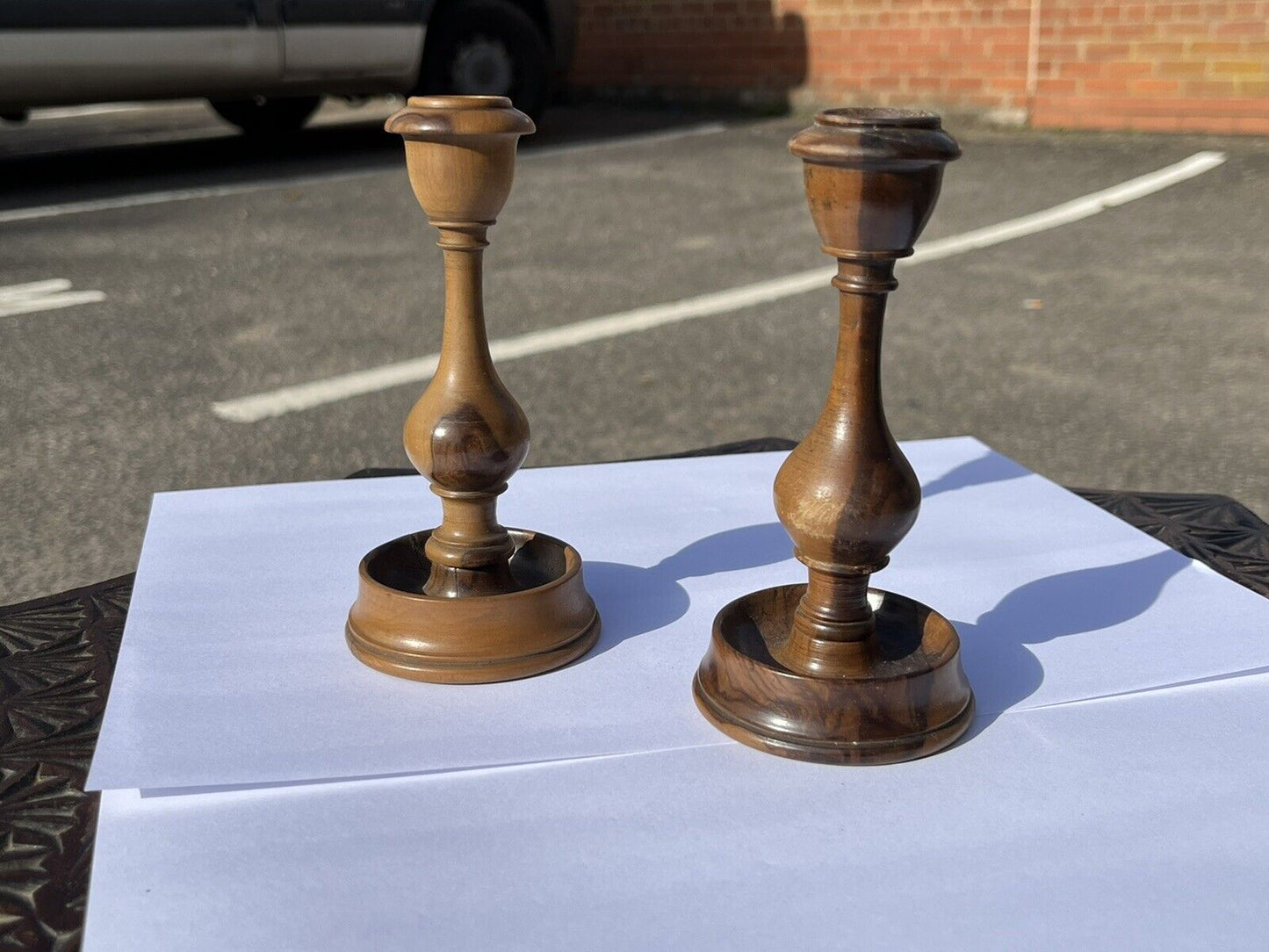 Jewish Campaign Candlesticks, Screw Down Flat For Transportation