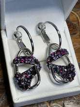 Vintage 1980s Rhodium Plated Purple Pink Cubic Zirconia Drop Earrings