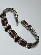 Antique Victorian/Edwardian Red Clear Paste Detailed Metalwork Bracelet