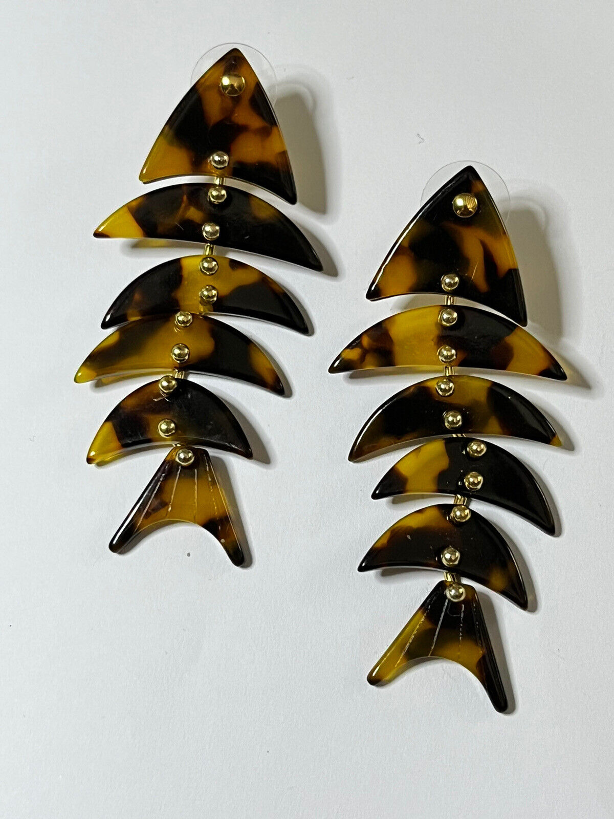 Vintage Designer J Crew Fishbone Acrylic Drop Earrings