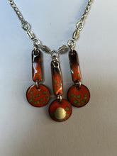 Vintage Red Orange Enamel Triple Drop Necklace