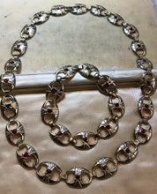 Vintage 1980s Red Stone Gold Tone Necklace and Bracelet Set