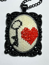Vintage Black Tone Key Love Embroidered Black Tone Necklace