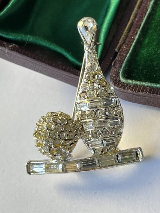 Vintage Silver Tone Ten Pin Bowling Ball And Pin Brooch