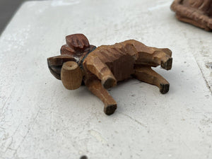 Carved Wooden Animals. Tiger & St Bernard Dog.