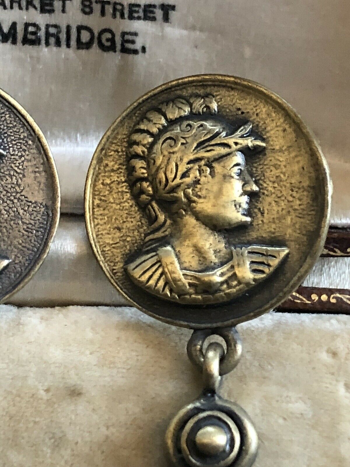 Vintage Etruscan Roman Drop Pierced Earrings