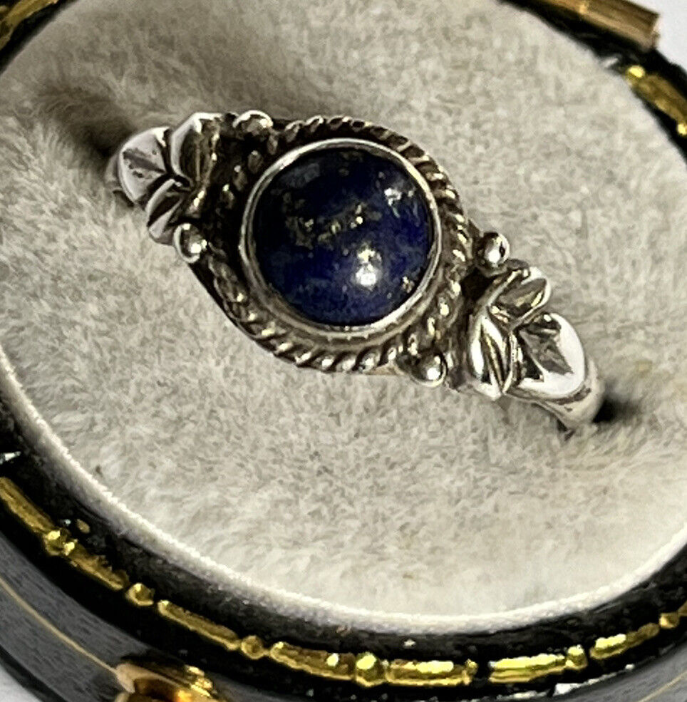 Vintage Silver Lapis Lazuli Ring Size K1/2