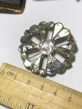 Vintage Taxco Sterling Silver Paua Shell Flower Brooch