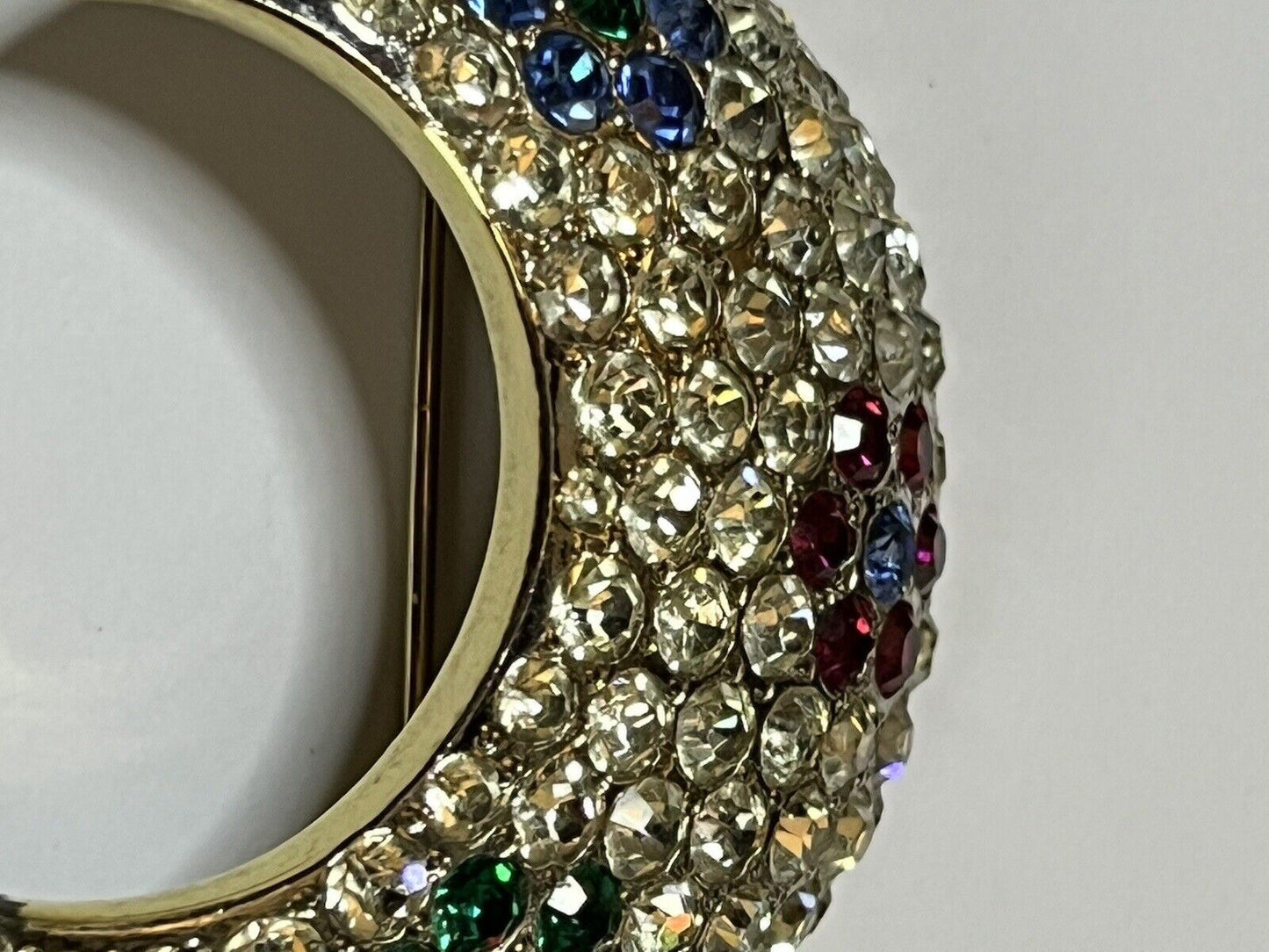 Vintage Half Moon Diamanté Made In Italy Brooch