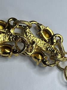 Vintage Signed Gold Plated Detailed Diamanté Bracelet