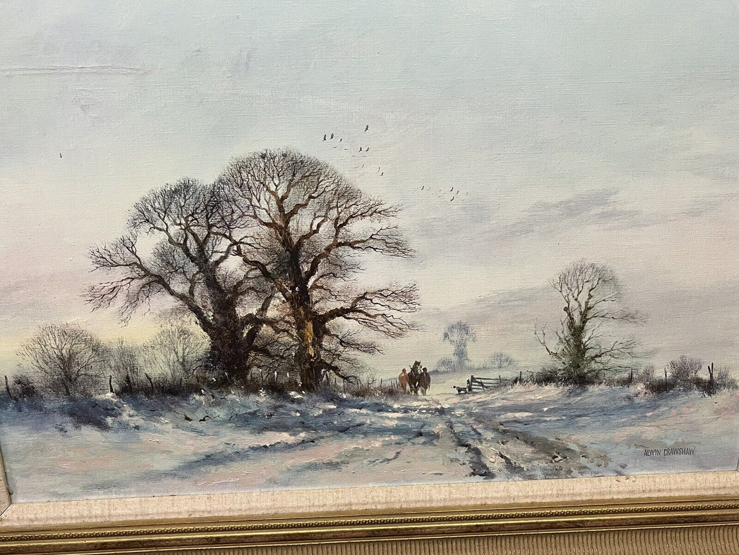 Alwyn Crawshaw, Winter Landscape Oil On Canvas In A Gilt Frame