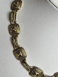 Vintage Gold Plated Etruscan Style Detailed Necklace