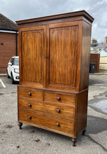 Georgian Mahogany Chest Of Drawers With Wardrobe Hanging Cupboard Above.