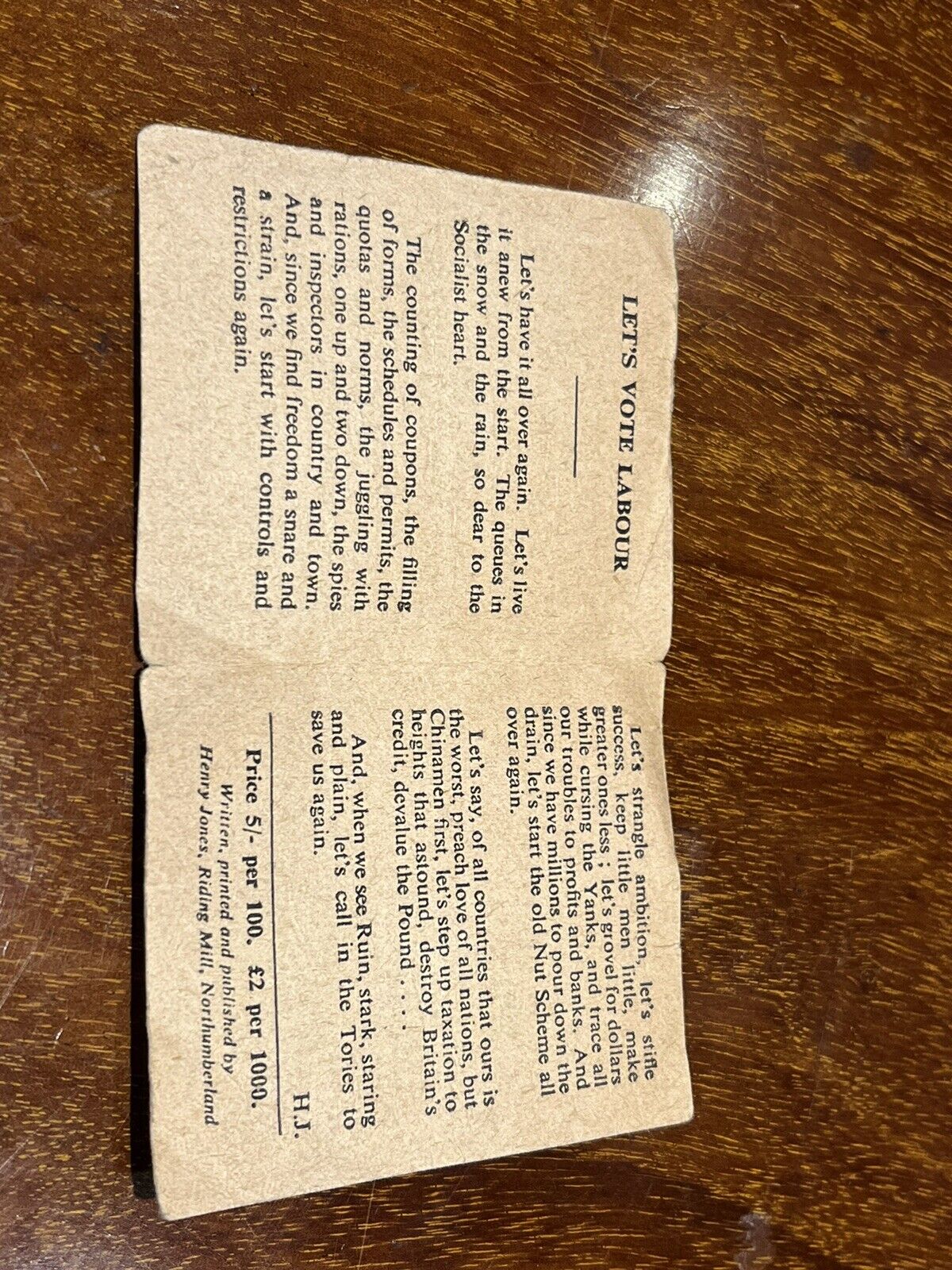 Labour Propaganda Ration Book, Circa 1955