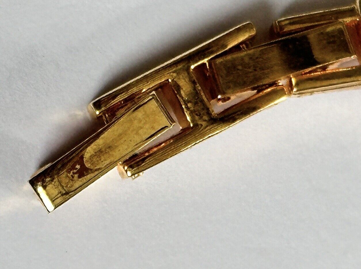 Vintage 1980s Gold Plated Multicoloured Diamanté Link Bracelet 2 Lengths