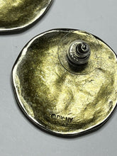 Vintage 90s Designer DKNY Signed Earrings Gold Silver Tone