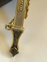 Vintage Novelty Sword Mother Of Pearl Damascene Tie Clip