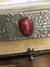 Vintage Arts And Crafts Pewter Red Stone Brooch C Clasp