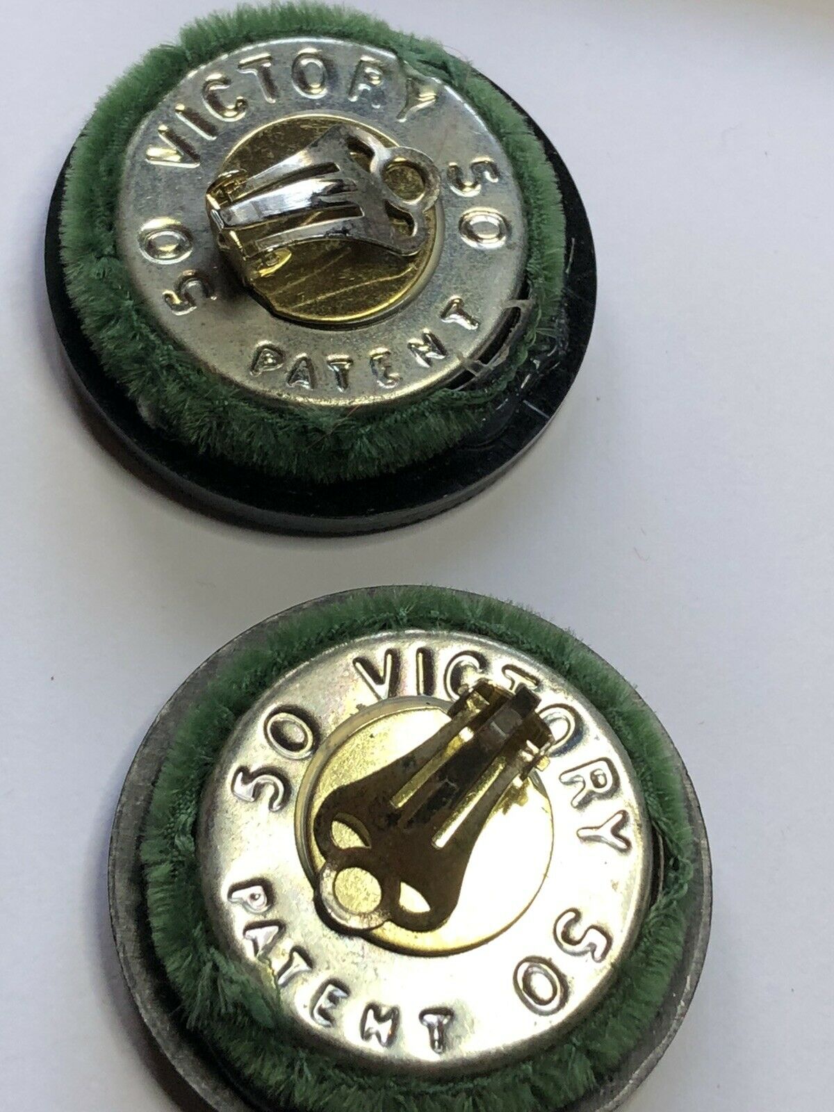 Vintage Signed Green Velvet Diamanté Clip On Earrings
