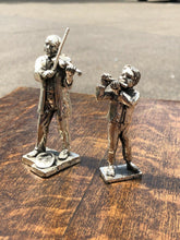 Silver Plate Figures. Violinist & Flutist. Highly Detailed Figures.