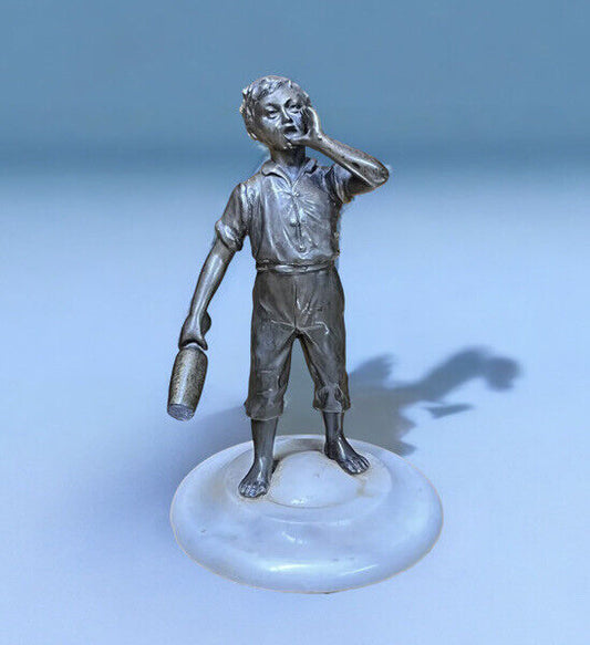 Art Deco figure on white marble base. We Ship Worldwide